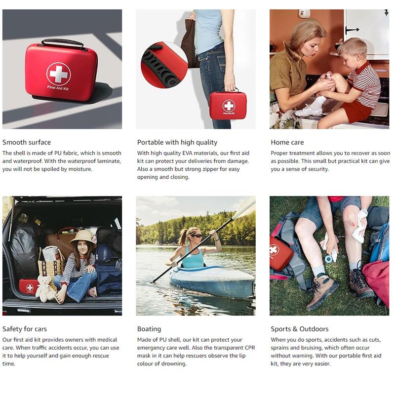 252 Pcs First Aid Kit Waterproof PU Portable Emergency Survival Medical Bag for Home Car Travel Outdoor Camping First Aid Suppli