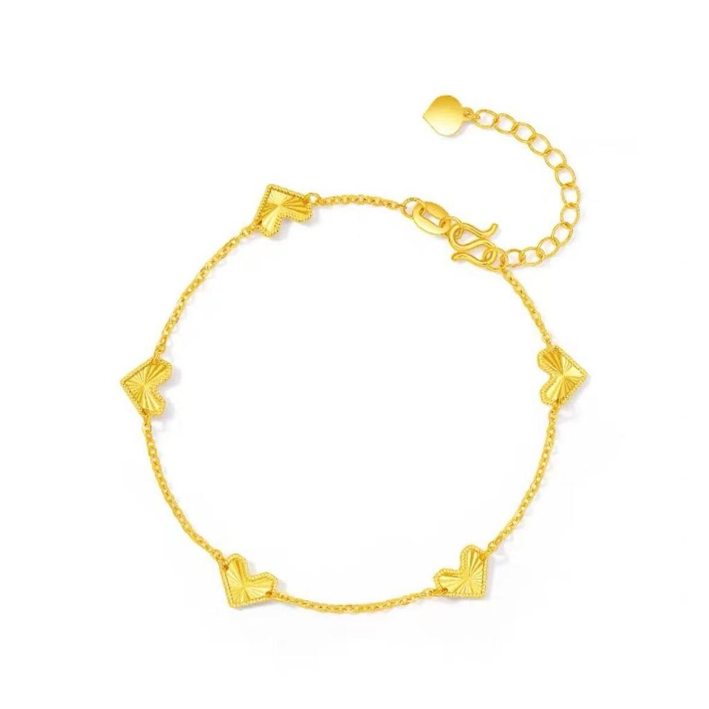 Elegant Gold Heart Bracelet: Versatile CNC-Designed Vietnamese Sand Gold Jewelry