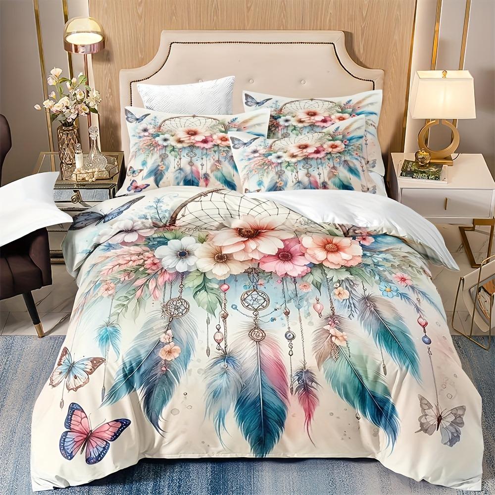 

Floral Dream Catcher Bedding Set 3D Printed Duvet Cover Set Soft Single Twin Double Queen Size Bed Set Home Decorations Birthday Eu Single 135x200cm