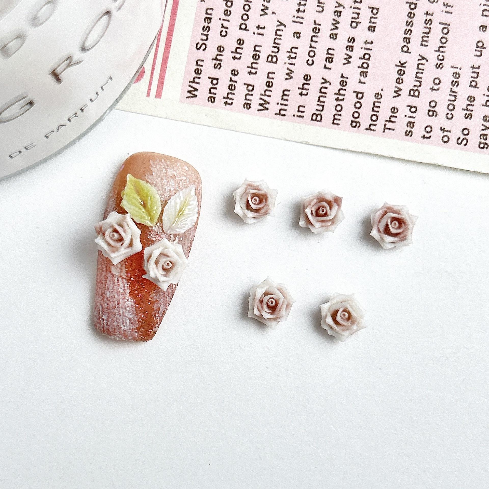 New Realistic Ins Rose Nail Art Accessories Hot-Selling Camellia Soft Carved Nail Internet Celebrity Wearable Nail Decorations Smokey violet6mm