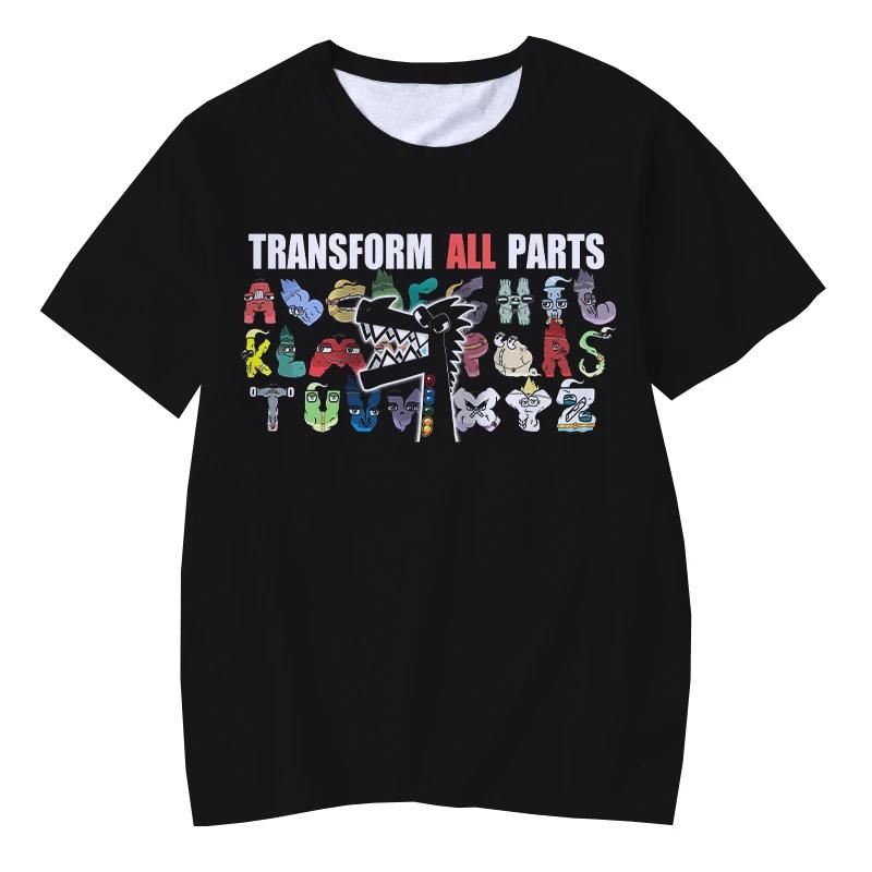 T-shirt Estive Traspiranti a Maniche Corte Stampa 3D Cartone Animato Gioco Alphabet Lore per Bambini 2-13 Anni Ragazzi Ragazze Abbigliamento Casual