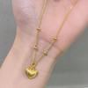 Antique Gold Craftsm Brushed Heart-shaped Necklace Vintage Design New In Sweet Style Collar Chain Wedding Banquet Jewelry