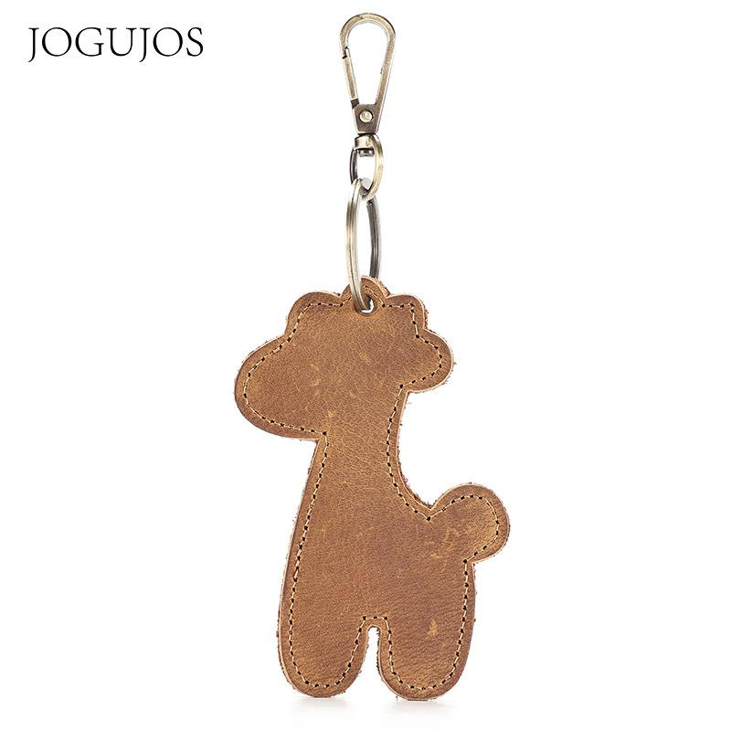 

Кожаный брелок для ключей автомобиля, кожа Crazy horse, креативный кулон в виде оленя, отделка из коровьей кожи первого слоя