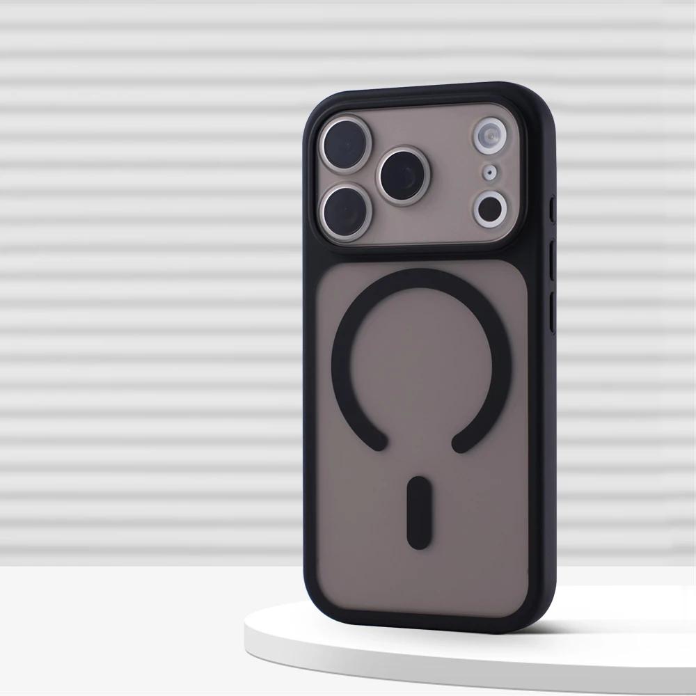Luxury 2 in 1 Detachable Lens Protect Magnetic Case for iPhone 17 Pro Max 16 15 14 13 MagSafe Matte Translucent Shockproof Cover