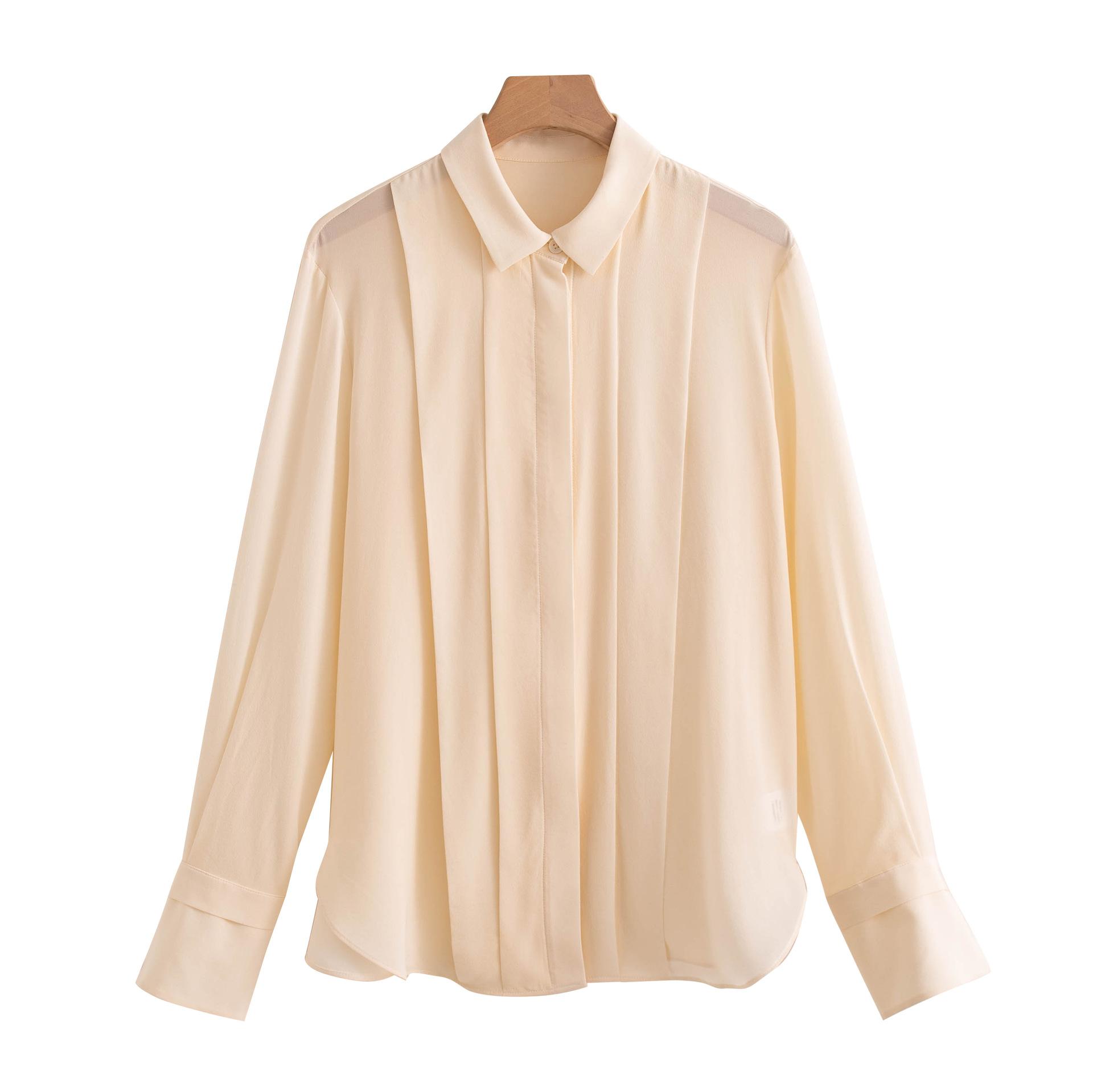 Spring New Silk Versatile Temperament Skinny Elegant Retro Design Niche Long Sleeve Top M