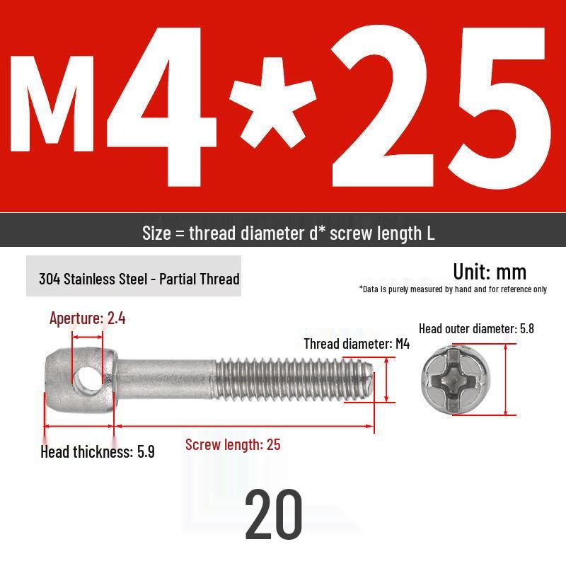 304 Stainless Steel Lead Seal Galvanized Meter Screw with Cross Hole