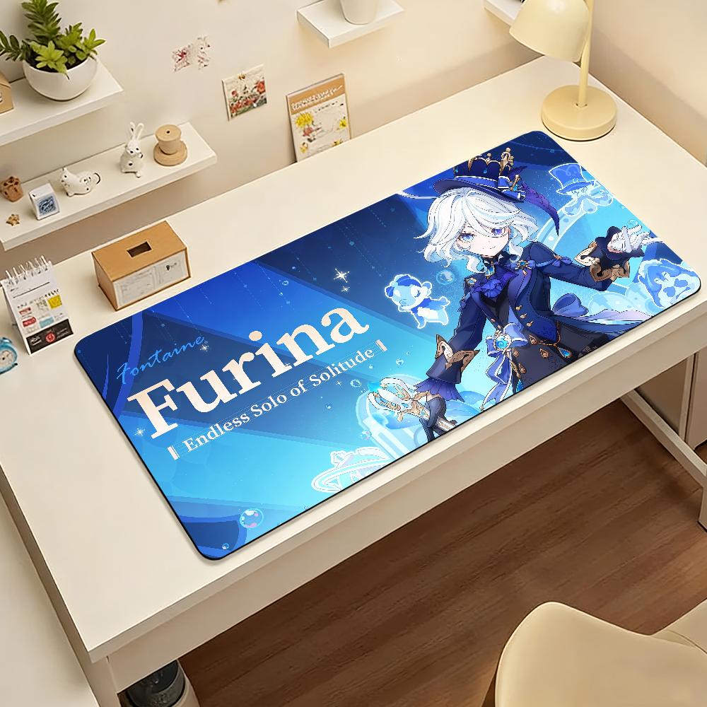 Genshin  Furina  Mouse Pad  Nonslip Locking Edge DeskMat PC Laptop Accessories Rubber Office Keyboard Large Game XXL Carpet
