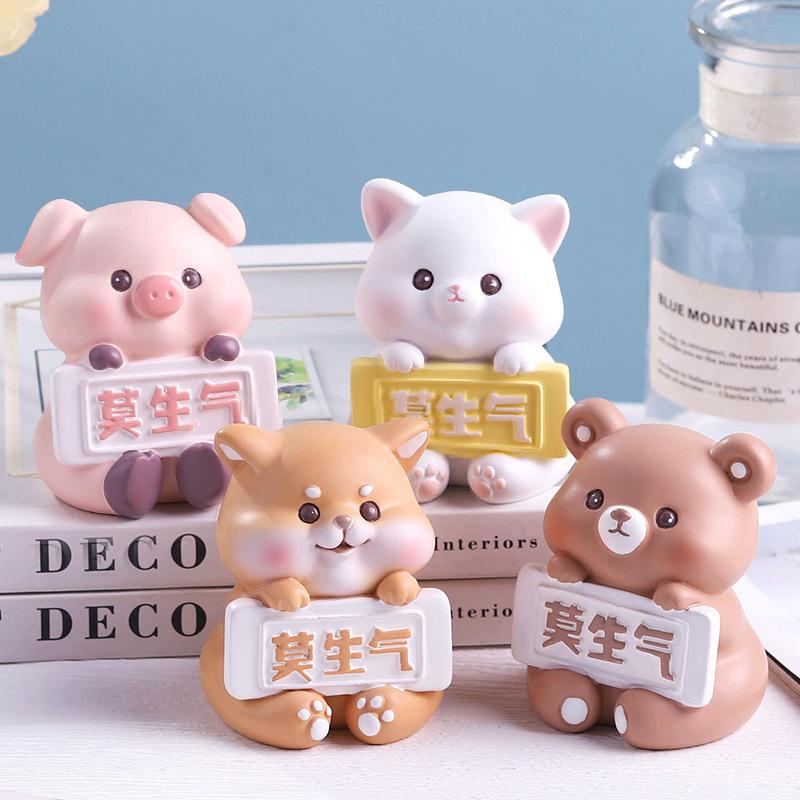 Cartoon Cute Don't Be Angry Creative Small Animal Office Decompression Car Interior Decoration Desktop Decoration Ornaments