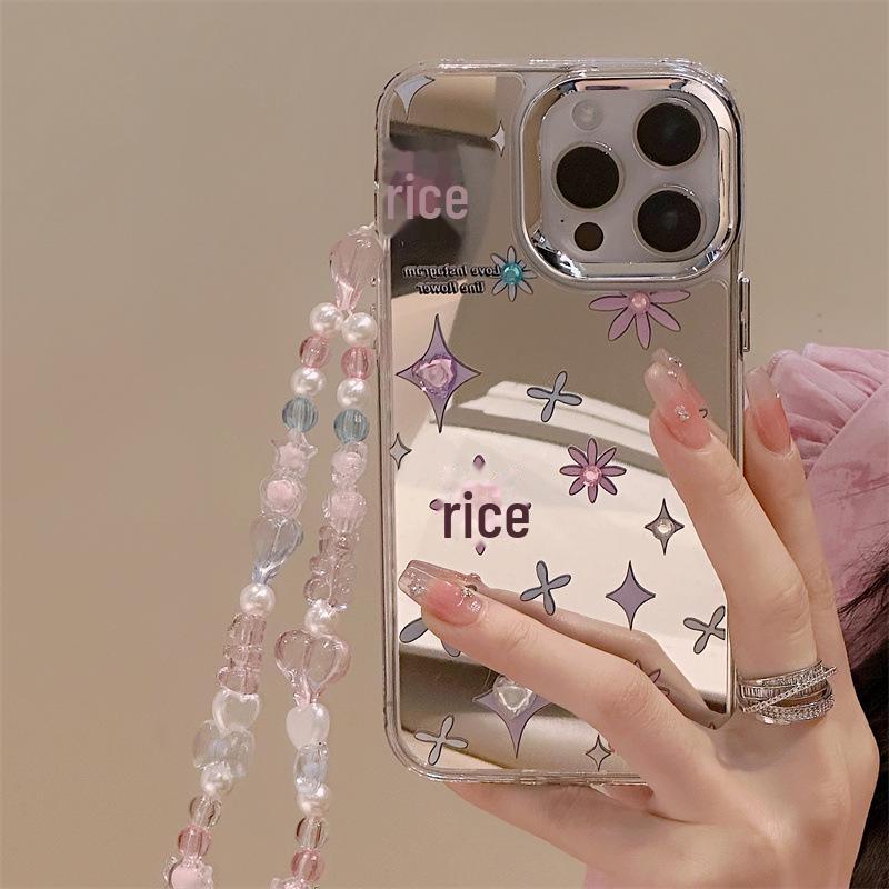 Zhitai Ins Style iPhone 15 Pro Case: Mirrored, Bracelet, Diamond Jewelry-Compatible for 12/13 Pro/14/16 Apple Models