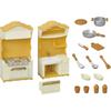 Sylvanian Families EPOCH Kitchen Set with Stove and Sink for Dollhouse Toys Ages 3 and Up