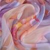 [BYSIFA] Spring Fall Purple Pink Long Silk Scarf Floral Design 100% Mulberry Silk Beach Shawl Scarf Winter Silk Scarves Echarpes