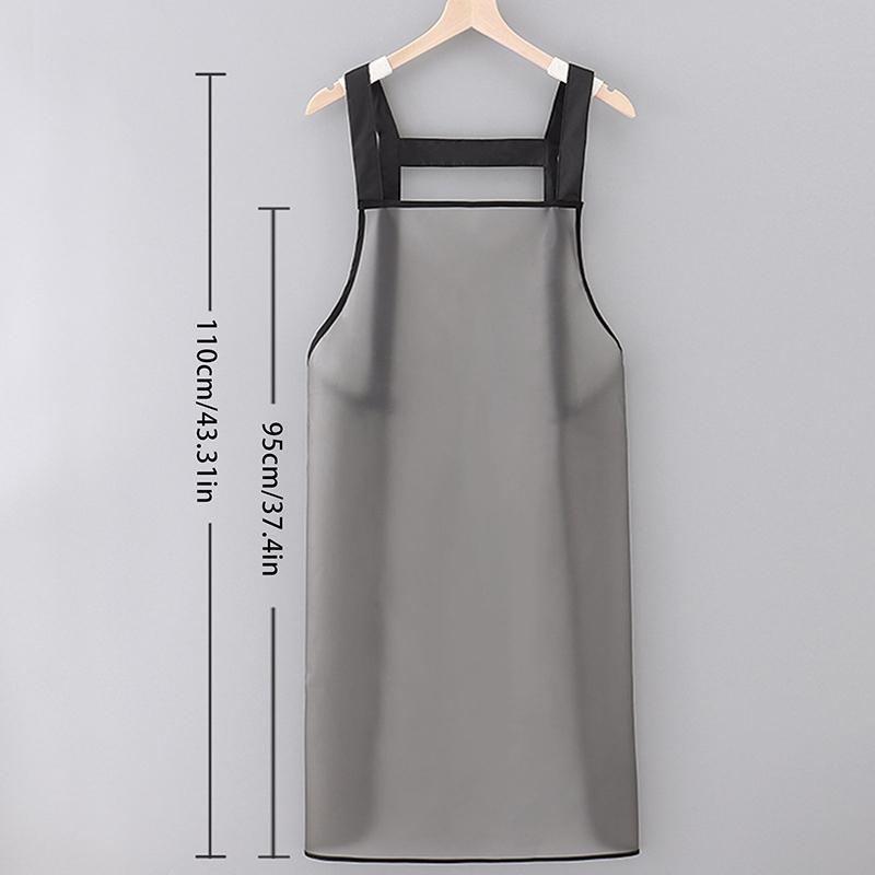 Tablier de Cuisine Imperméable Ménager Tpu Résistant à l'Huile Tablier de Travail Noir Transparent Anti-Salissure Tabliers de Nettoyage