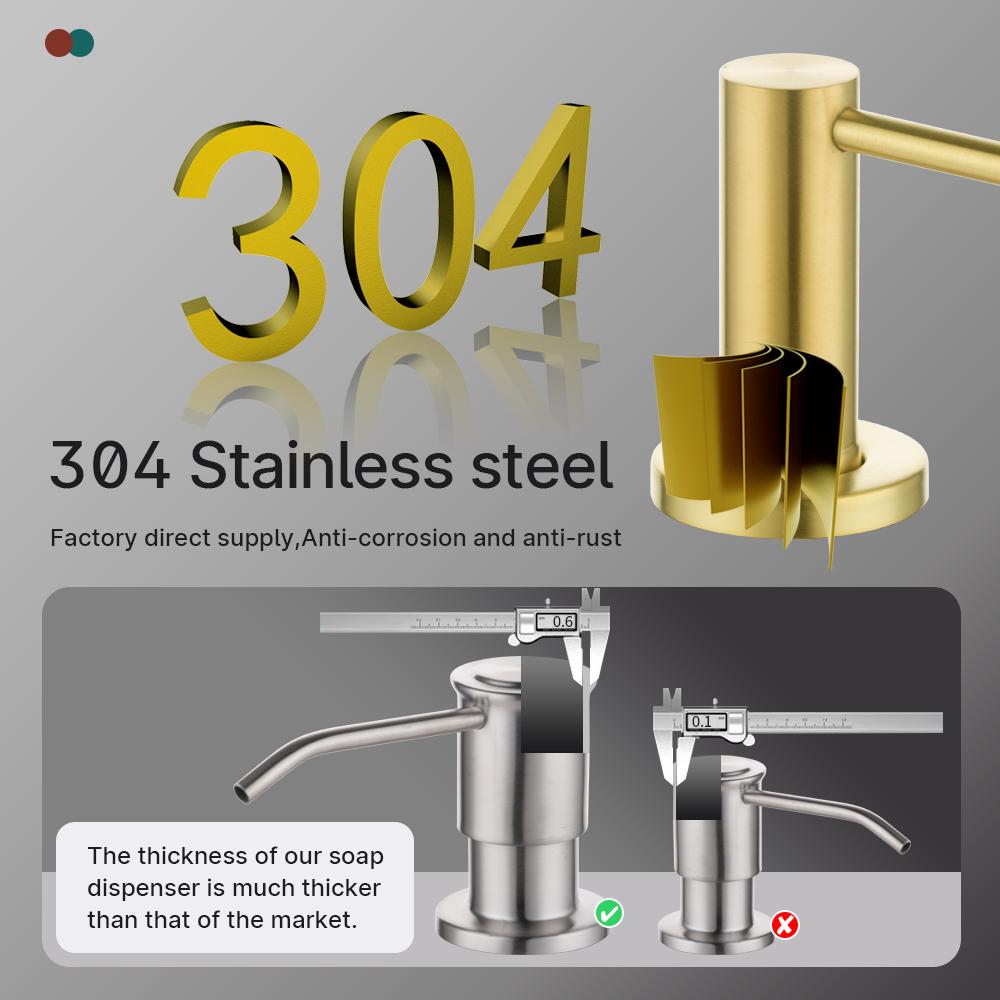 Hot Sale 304 Stainless Steel Sink Soap Dispenser Manufactory Kitchen Liquid Dispenser Broad Bathroom Toilet Directly China