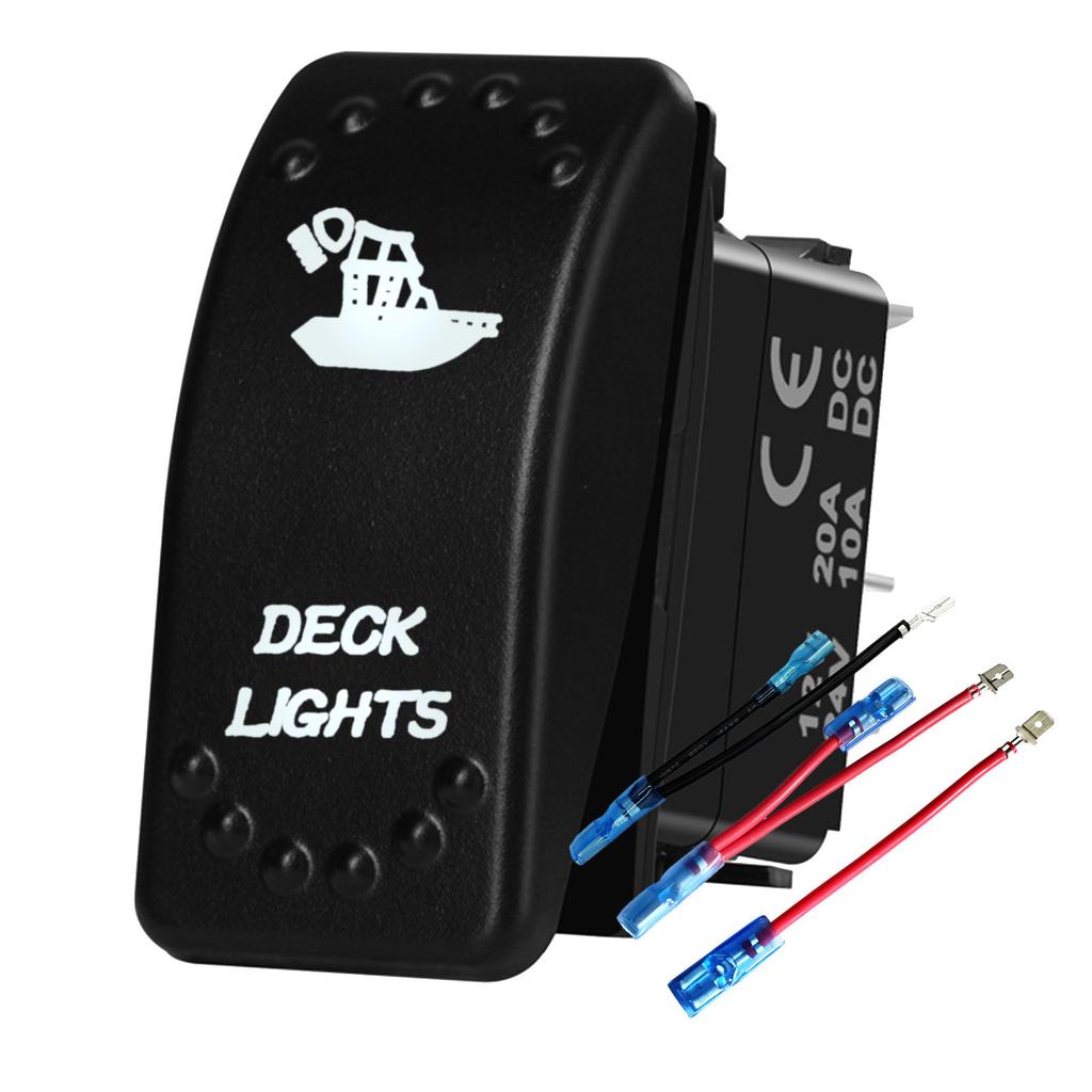 Waterproof White LED Rocker Switch for Light Bar Spot Lights 5P/7P ON-OFF-ON 12V/24V Heavy Duty for Car Boat Truck SUV 4x4 Hilux