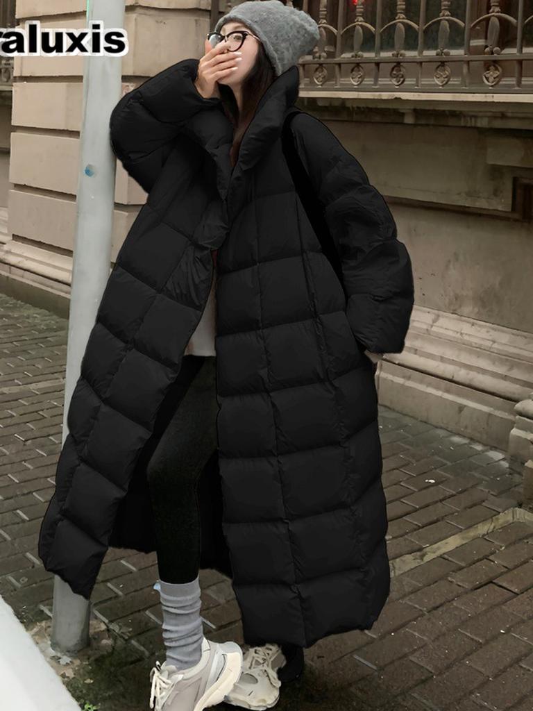 New Winter Stand Collar Cotton Jacket for Women, Fashion Loose Fit Plus Size Long Sleeve Thick Warm Coat