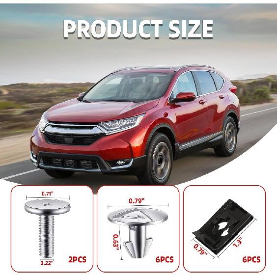 14PCS Engine Splash Shield Hardware Kit, Lower Cover Pin Screws And Clips, 90674-TY2-A01 90105-TBA-A00