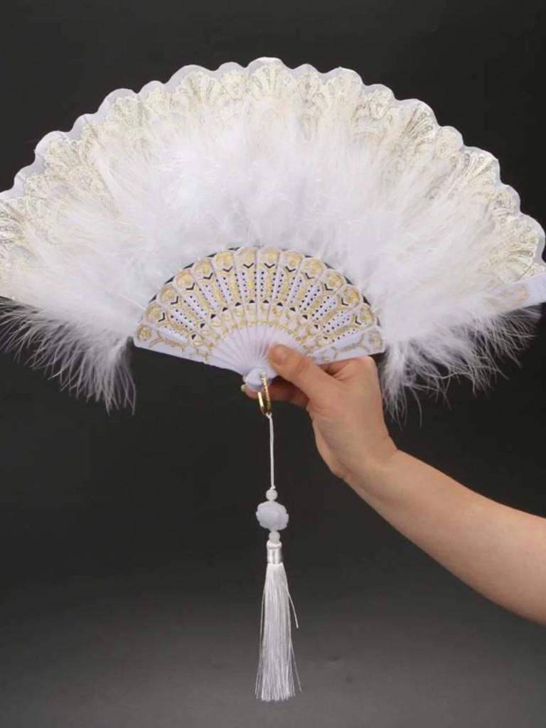 Lolita Fan Feather Net Red Retro Style for Cheongsam Dance Catwalk Court Fairy Girl Fan