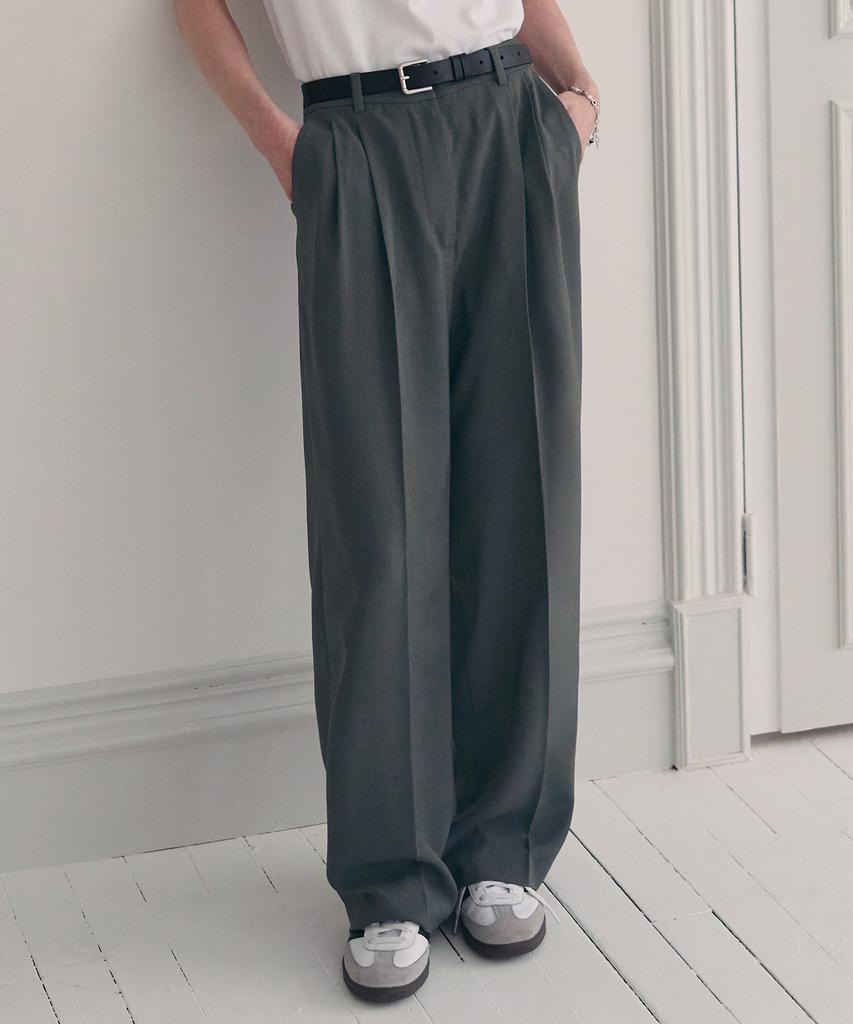 Deuloupisumeon Summer Double-Pleat Wide Slacks [Beige]