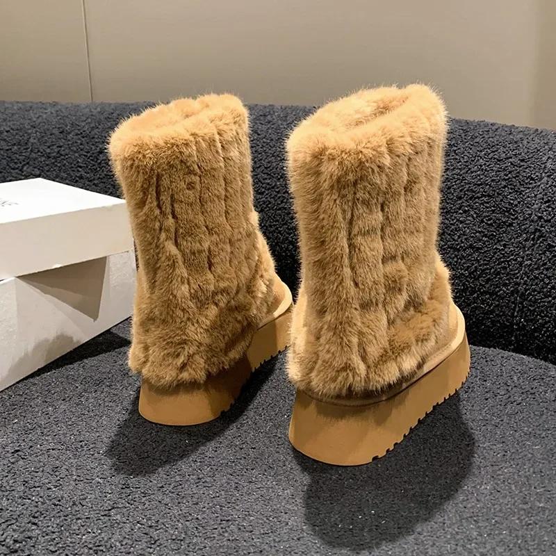 Fashion Thickened Plush Mid-calf Snow Boots for Women Warm Round Parker Winter Fashion Casual Snow Boots
