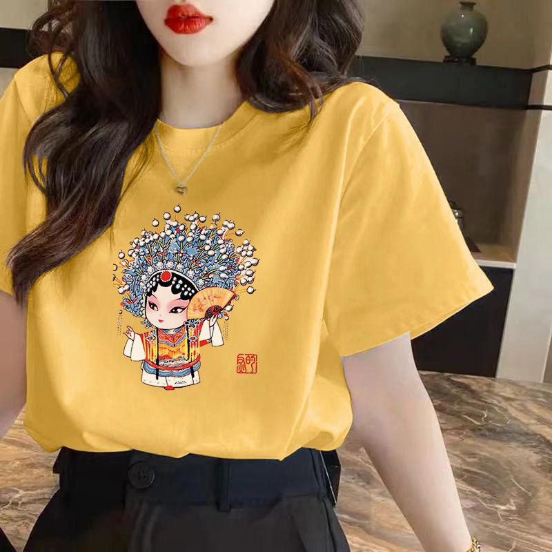 Cotton Short-sleeved T-shirt Women's Summer Style Chinese Style Loose White Bottoming T-shirt Trendy