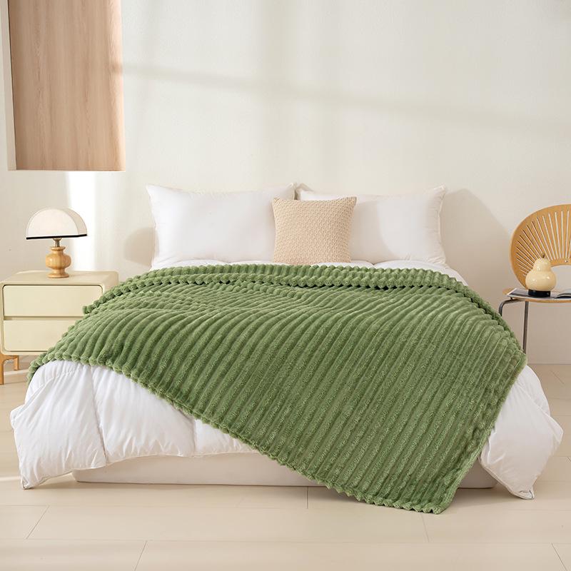Striped Solid Color Multi-Functional Blanket for Sofa, Dorm, or Napping