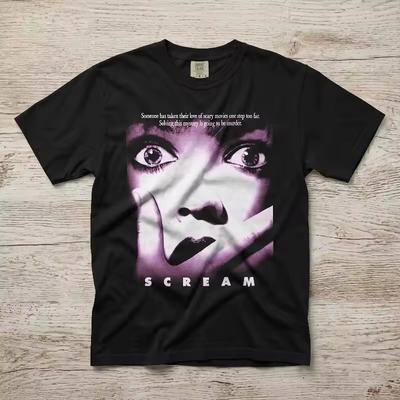 T-shirt Poster Film Scream Grafica Retro Horror Tee Estiva Unisex Cotone Larga e Traspirante Top