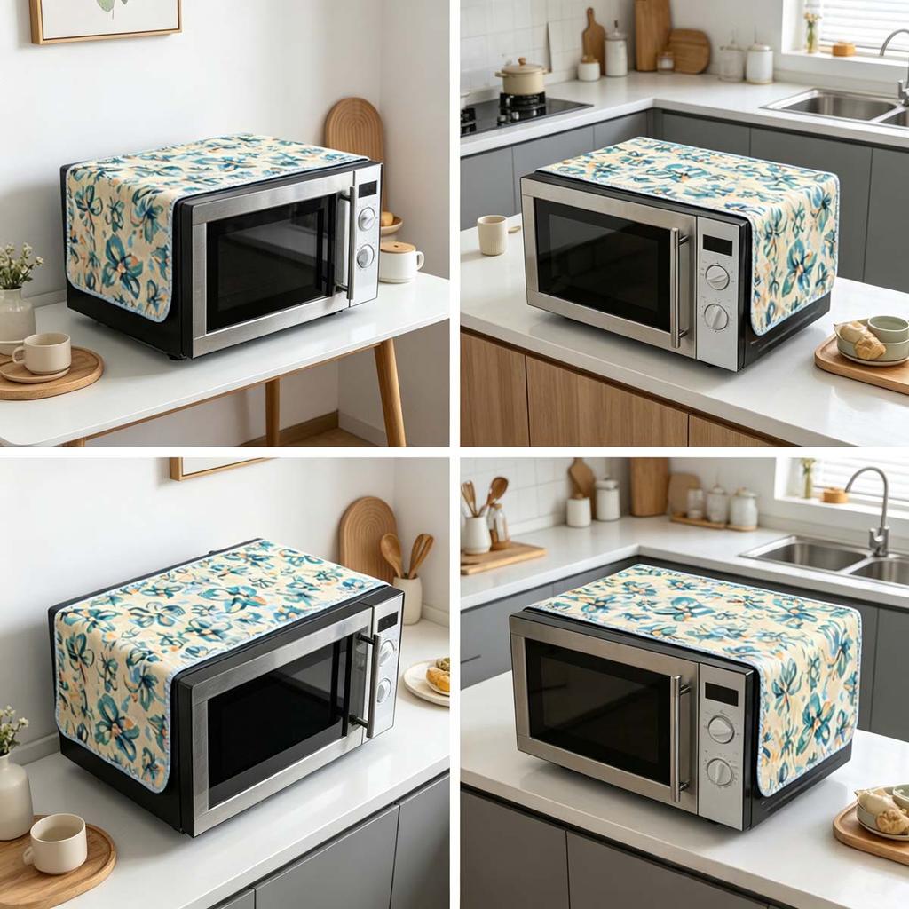 30x90cm Kitchen Decor Cotton Linen Microwave Oven Dust Proof Protector