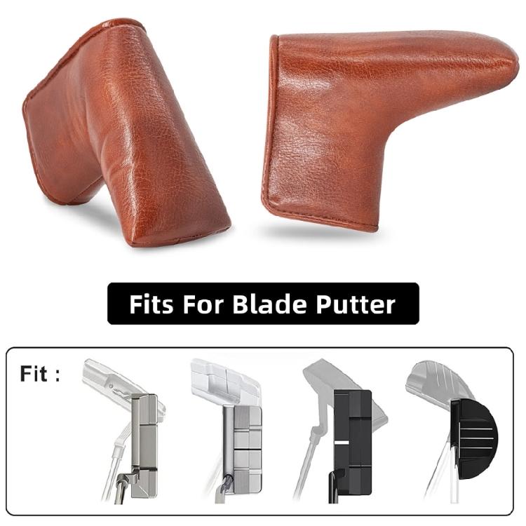 Braune PU-Leder Putterabdeckung für die Aufbewahrung zwischen den Runden mit weichem Innenfutter, Magnetverschluss und genähten Kanten