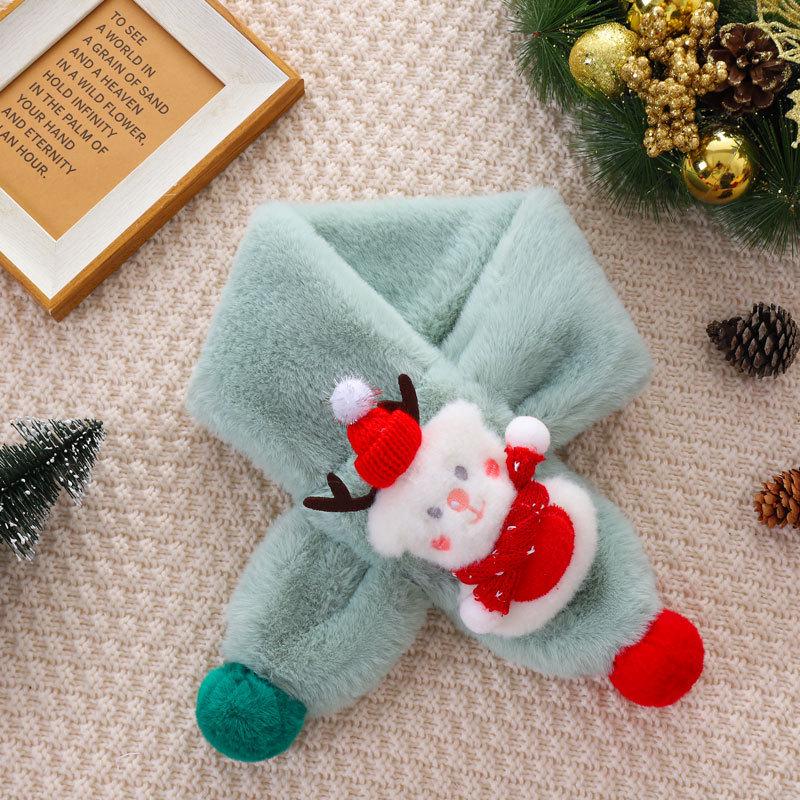 Korean Style Plush Snowman Scarf for Kids - Warm Winter Neck Warmer for Girls & Boys