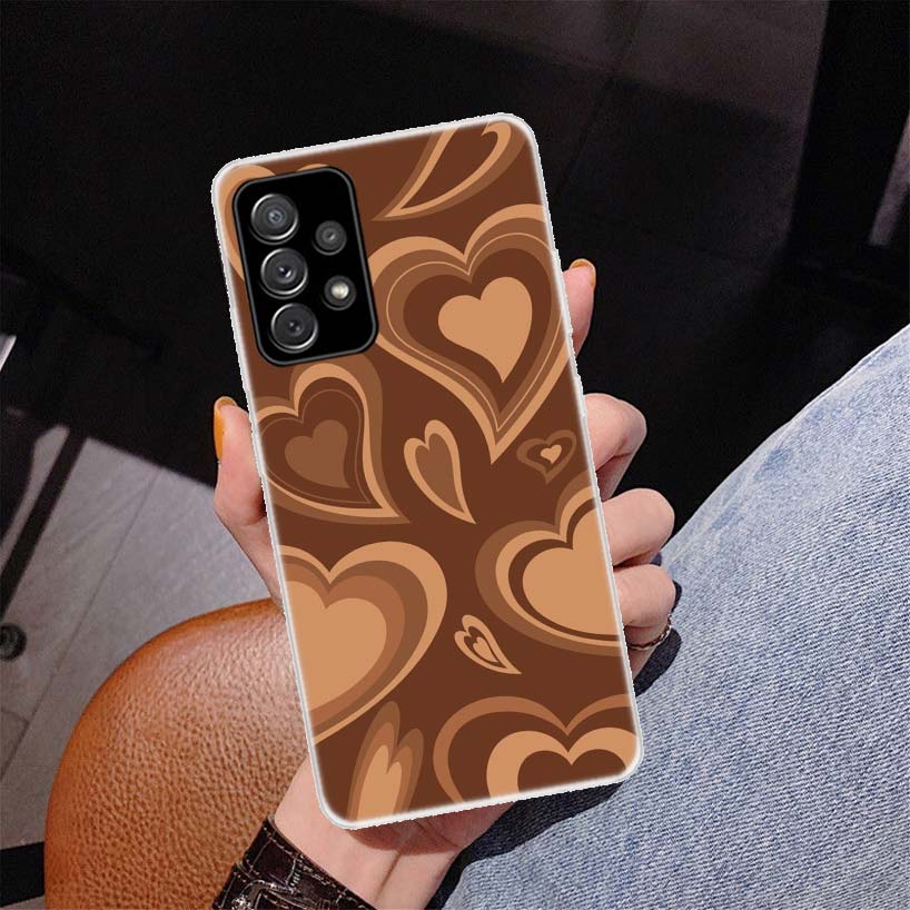 Fashion Purple Heart Swirl Circle Cover Phone Case For Samsung Galaxy A53 A52 A73 A72 A12 5G A13 A22 A23 A32 A33 A02S A03S A42 A