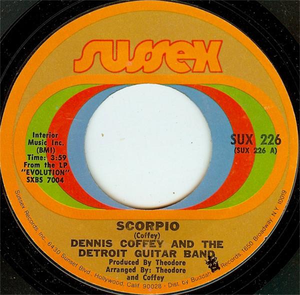 7inch Record DENNIS COFFEY & THE DETROIT GUITAR  - Scorpio SUX226 Sussex 1971 US Soul/Funk Used