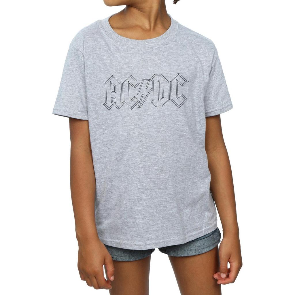 AC/DC Girls Black Outline Logo Cotton T-Shirt
