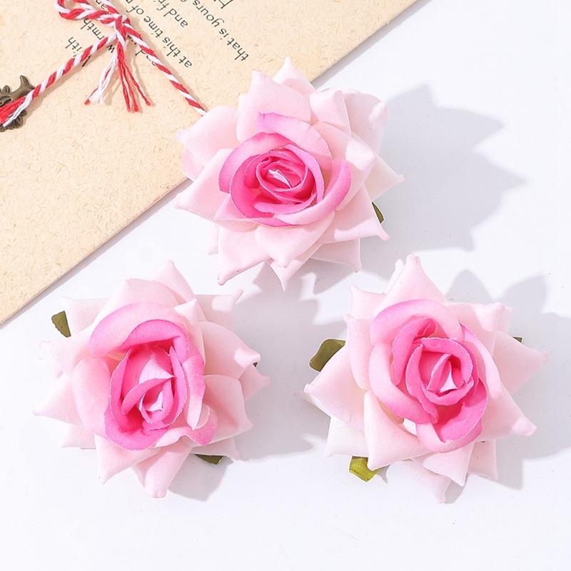 3/5Pcs Rose Artificial Flowers for Home Room Decor Wedding Decoration Fake Flower DIY Scrapbook Wreath Gift Flannel Rolled Rose