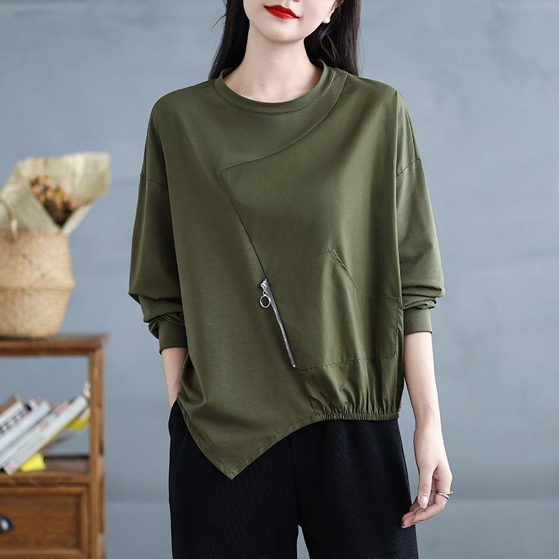 

DIMANAF 2024 Женский пуловер больших размеров, однотонные топы, футболки с длинным рукавом и принтом, с круглым вырезом, осень-зима, хлопковая повседневная свободная рубашка L чёрный