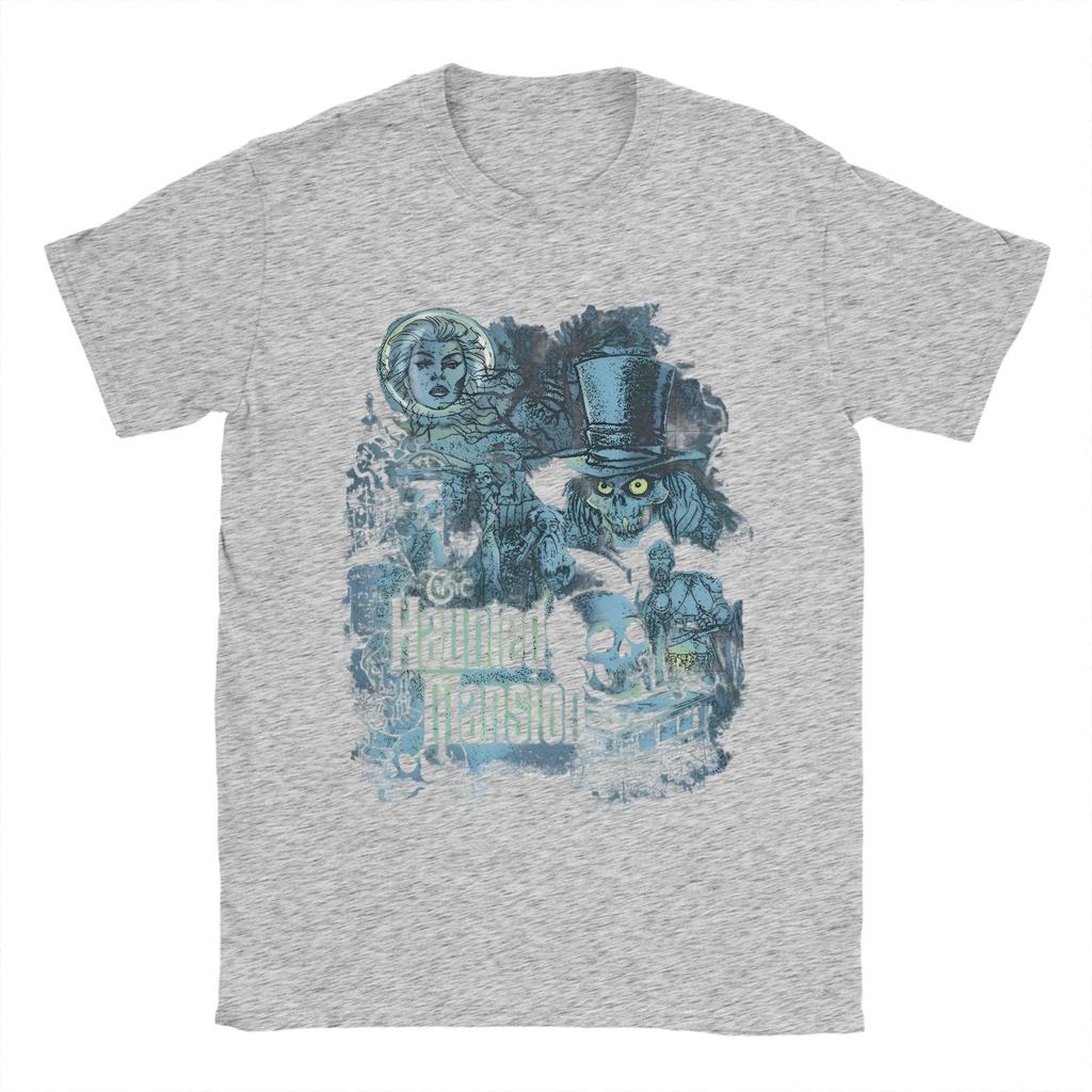 Men's The Haunted Mansion Scary Halloween T Shirt Spooky Season Pure Cotton Clothing Funny Short Sleeve Round Neck Tees T-Shirts