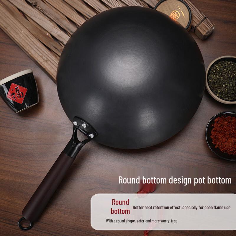 Żelazny Wok Nieprzywierający Handun, 32cm Dno Okrągłe