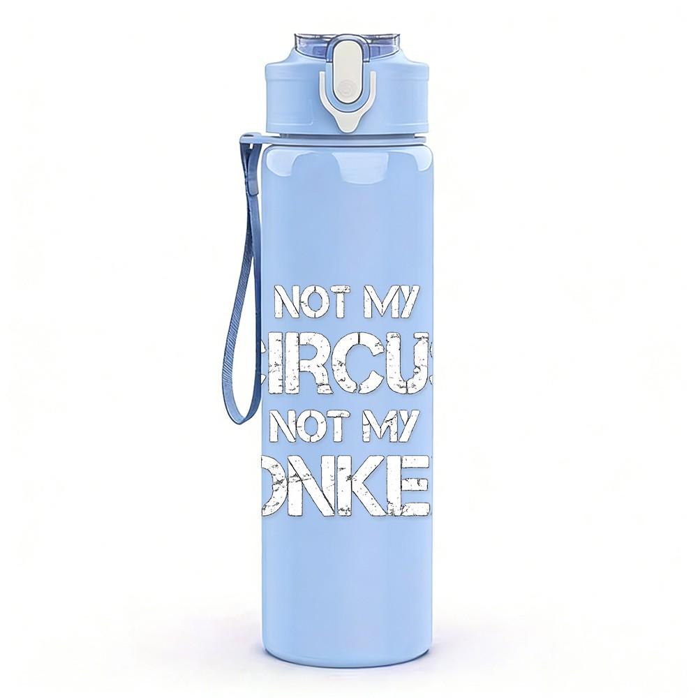 1PC Not Cactus Just Monkeys Text Print 750ml Color Plastic Sports Water Bottle Leakproof Flip Straw Lid Suitable for Sports Office Home Use