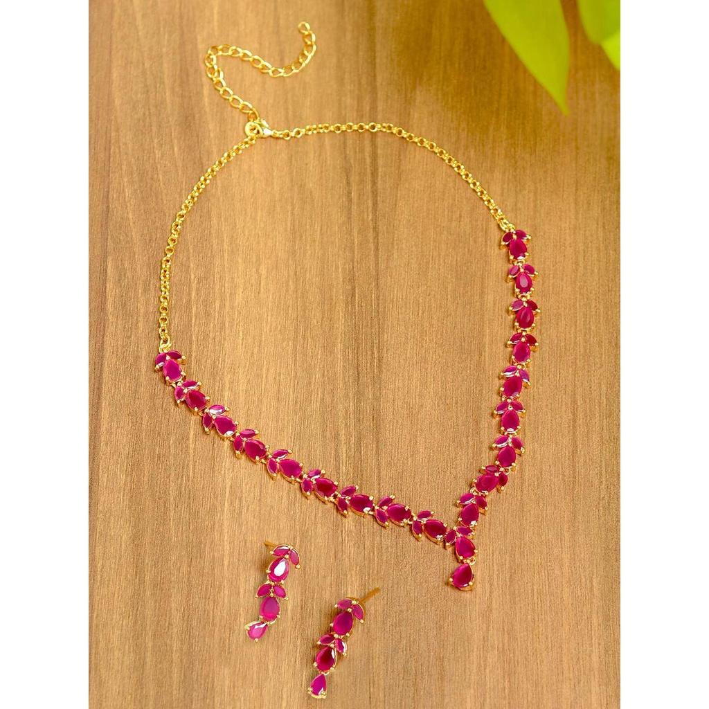 Delicate Ruby Necklace Set For Women