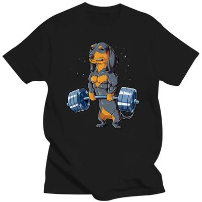 Dachshund Dog Weightlifting Funny Deadlift Gym T Shirts Graphic Cotton Streetwear Short Sleeve Birthday Gifts Summer T-shirt#Color(1)