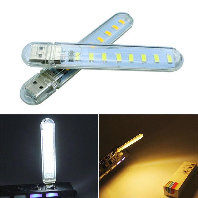 USB 8 LED Night Light Lamp Portable Mini Pocket Computer Camping Outdoor Torch