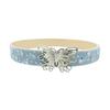 Women Wide Belt Solid Color Design Butterfly Buckle Versatile Belt