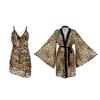 Sexy Leopard Print Two-Piece Pajama Set Women's Cami Nightgown with Outer Robe Loungewear 940 Bold Trendy Sleepwear Perfect for Lounging In Style