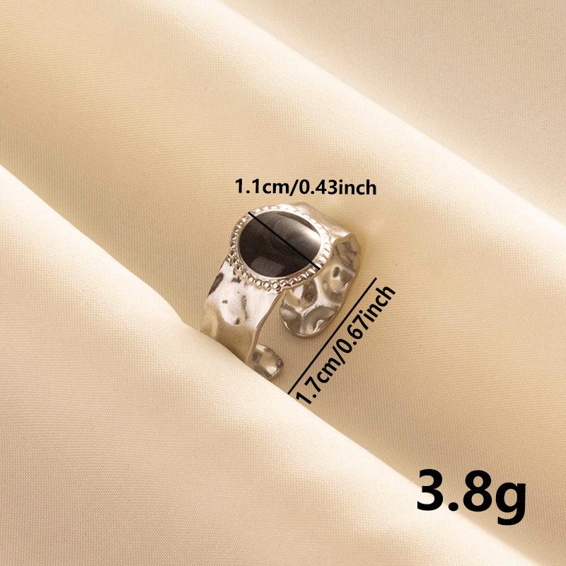 Punk Silver Color Black Enamel Sun Moon Star Eye Rings For Women Men Accessories Stainless Steel Ring Open Finger Jewelry Bagues