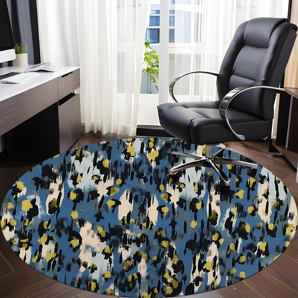 1pc Abstract Pattern Office Round Rug, Non-slip, Soft and Durable Office Rug for Interior Decoration, Perfect for Office, Decoration yy260204003