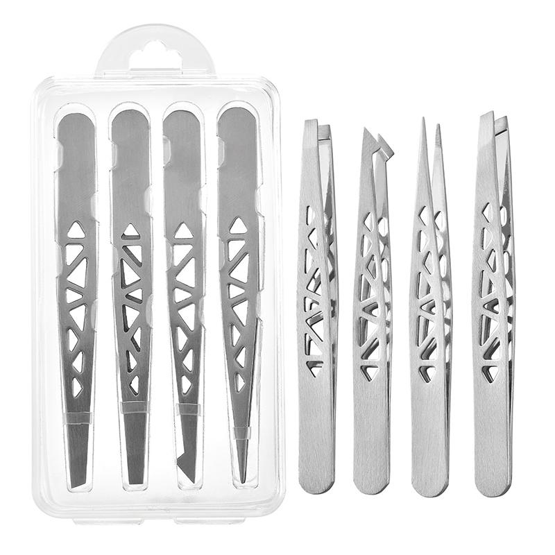 4Pcs Professional Tweezers Set - Perfect For Eyebrow Hair Removal, Splinter & Ingrown Hair Removal & For Men & Women