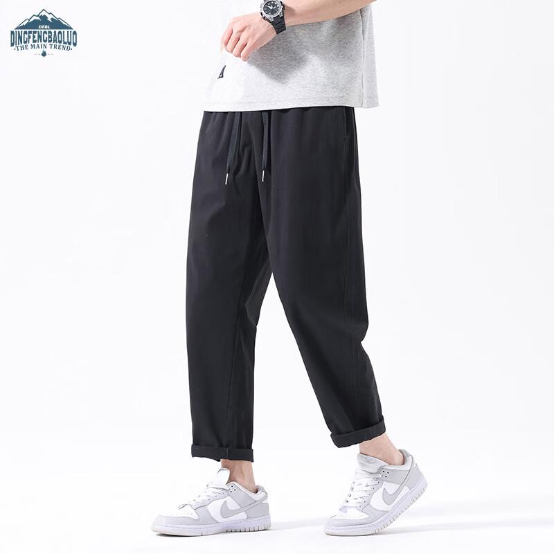 Dingfengbaoluo Men's Pure Cotton Casual Straight-Leg Pants FY05