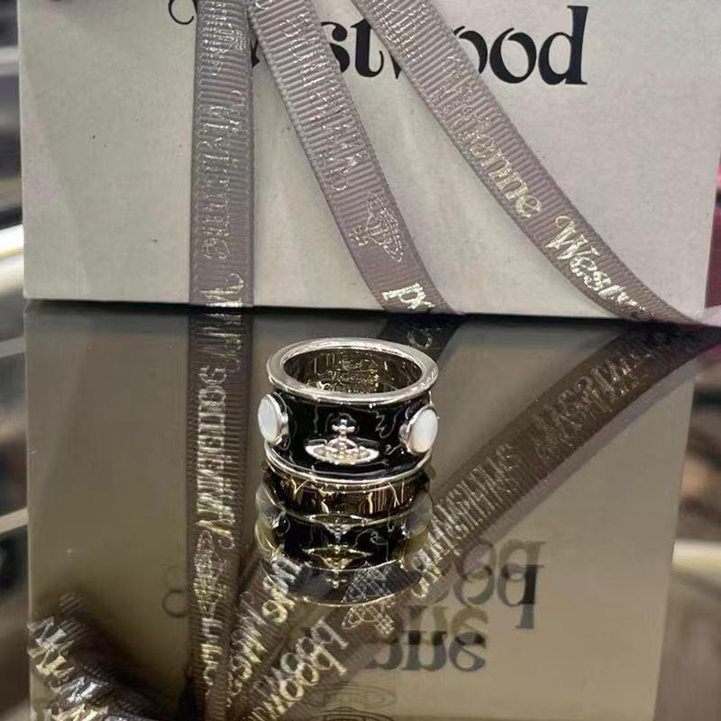 Seiko Empress Dowager White Pearl Punk Couple Ring with Vintage Enamel Glaze