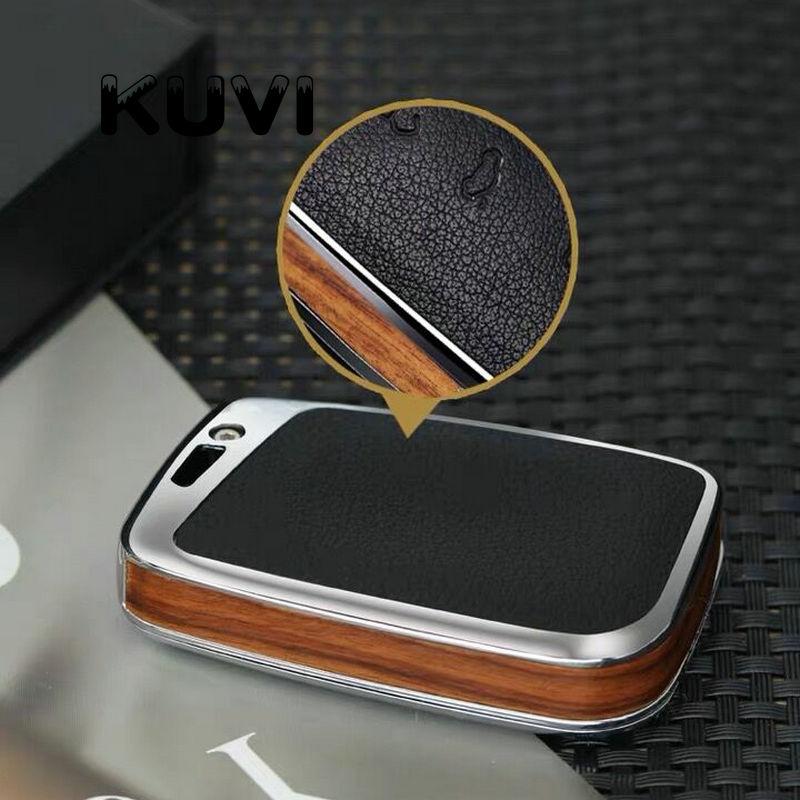 Alloy Leather Car Key Cover For Vw Volkswagen Magotan Passat B8 Skoda Superb Kodiaq A7 Smart Keychain Remote Fob Protector Case
