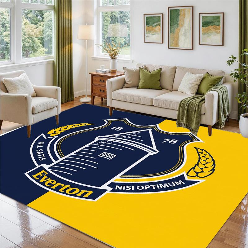 Everton Football Design Crystal Velvet Rug Soft Decorative Mat for Bedroom Entrance