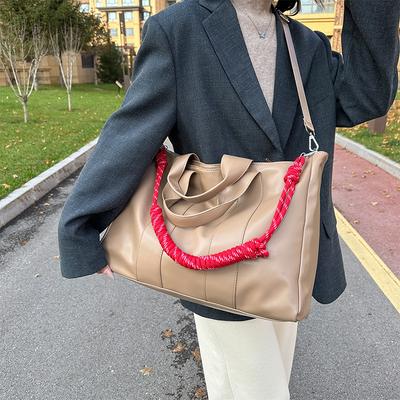 Simple Casual, Water-splashing Handbag Travel Bag with Rope Knot Woven Decorative Shoulder Strap Travel Crossbody Luggage Bag